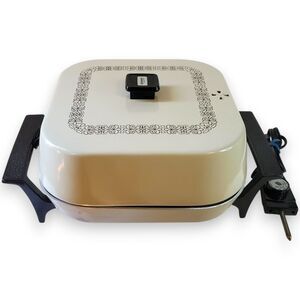 Vtg Sunbeam Electric Skillet Frypan High Dome Lid Floral Buffet Server Tested